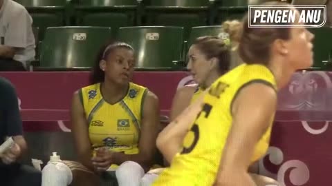 Hot sexy Brazilian volleyball sports player fun time