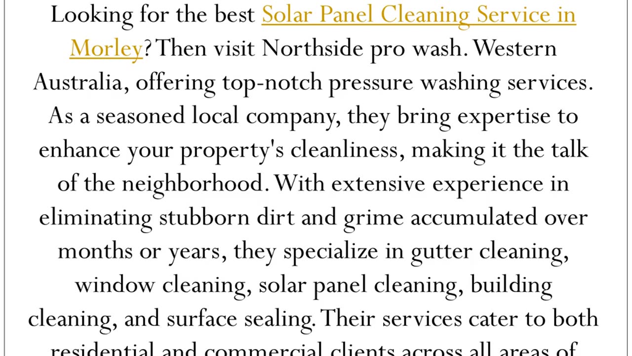 Get the best Solar Panel Cleaning Service in Morley