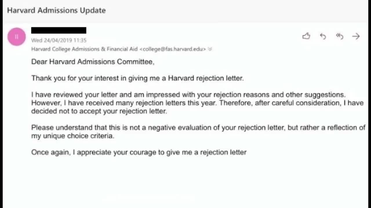 Harvard rejection letter