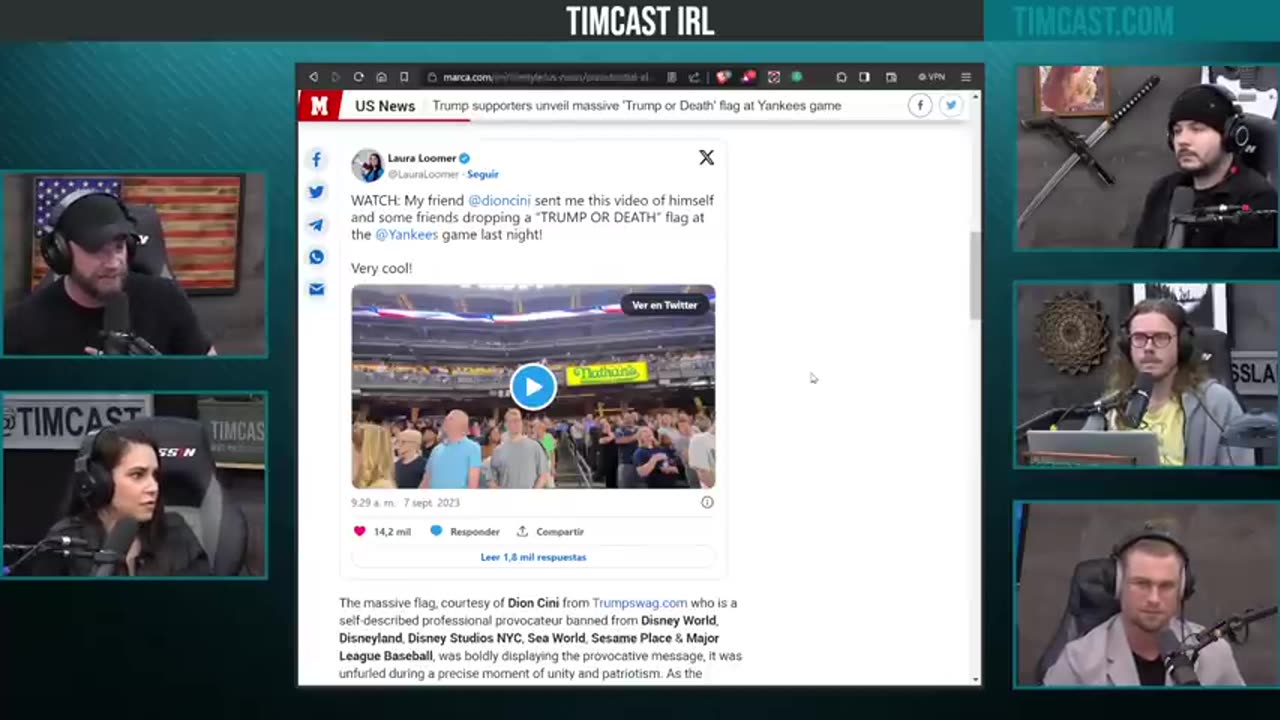 Timcast IRL - Fans At Yankee Game Display "Trump Or Death" Banner As Tensions Escalate