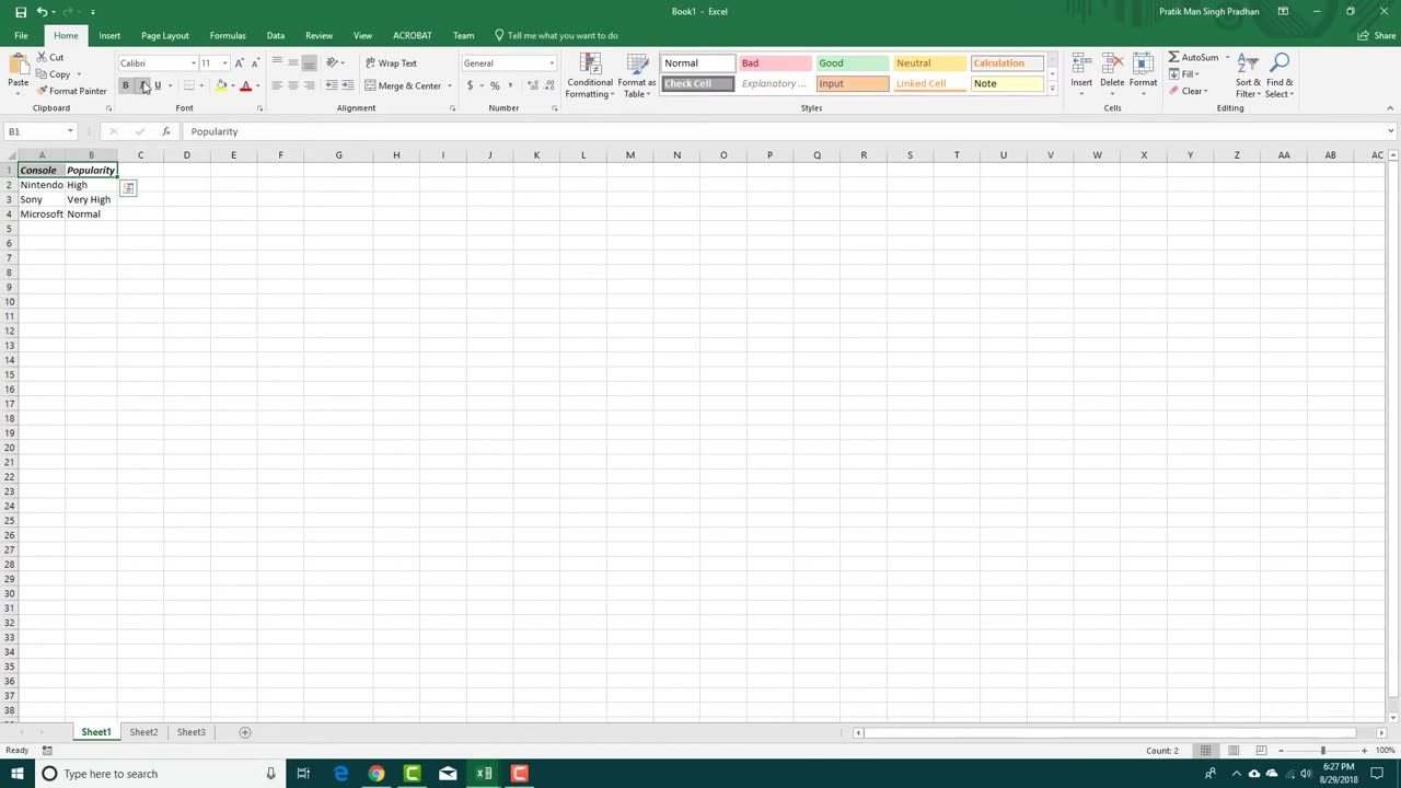 MS Excel Tutorial - Lesson 1 - Excel Interface