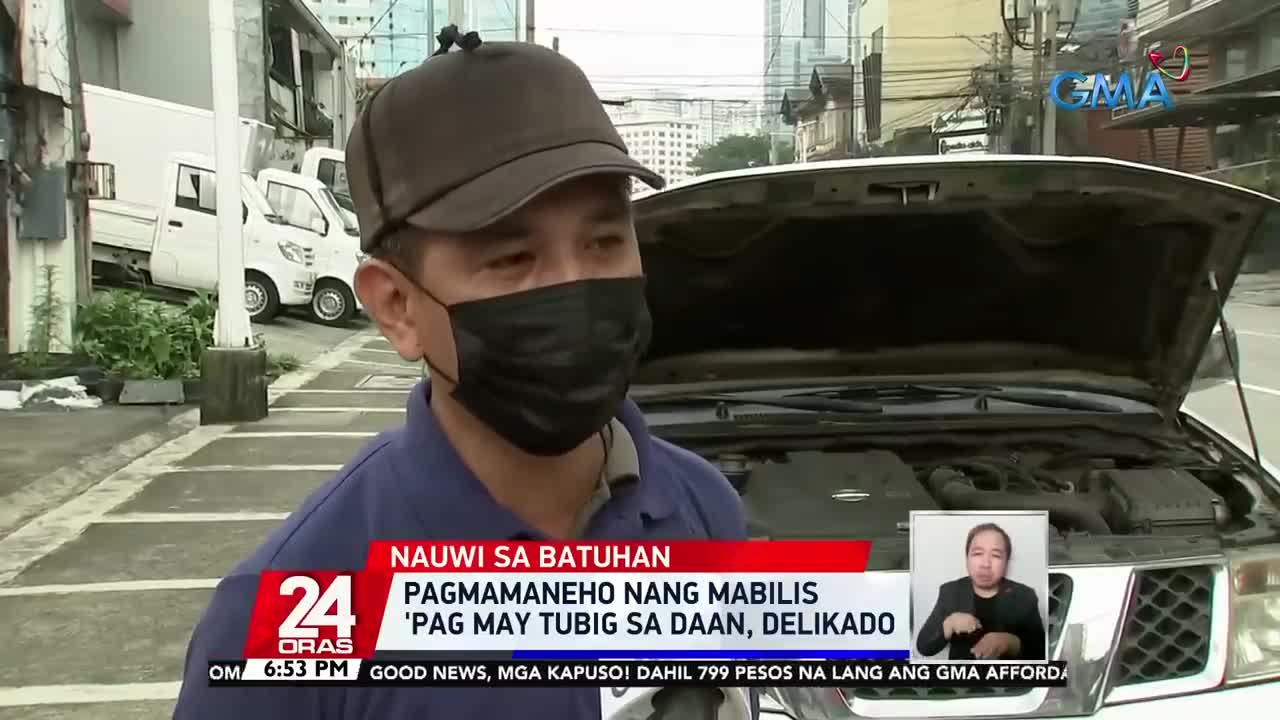 Mga truck na mabilis daw ang takbo sa binahang kalsada sa QC, binato ng ilang residente | 24 Oras