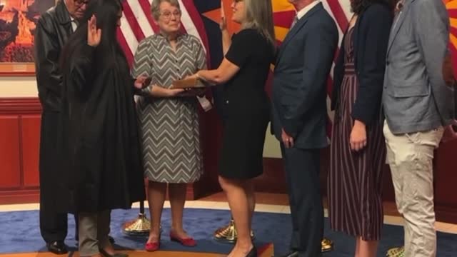 As she’s sworn in, Katie Hobbs can’t say she will follow the Constitution without laughing