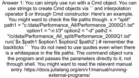 Julia How to execute a system command from Julia code