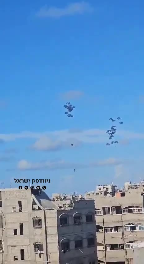 US humanitarian supplies, parachuted by air, to Gaza