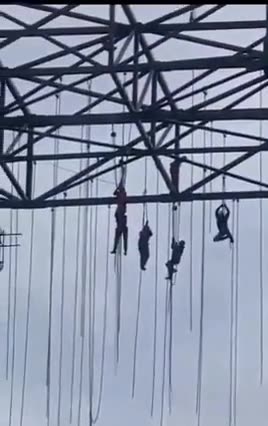 Workers suspended 500ft in the air after scaffolding collapses in Brazil