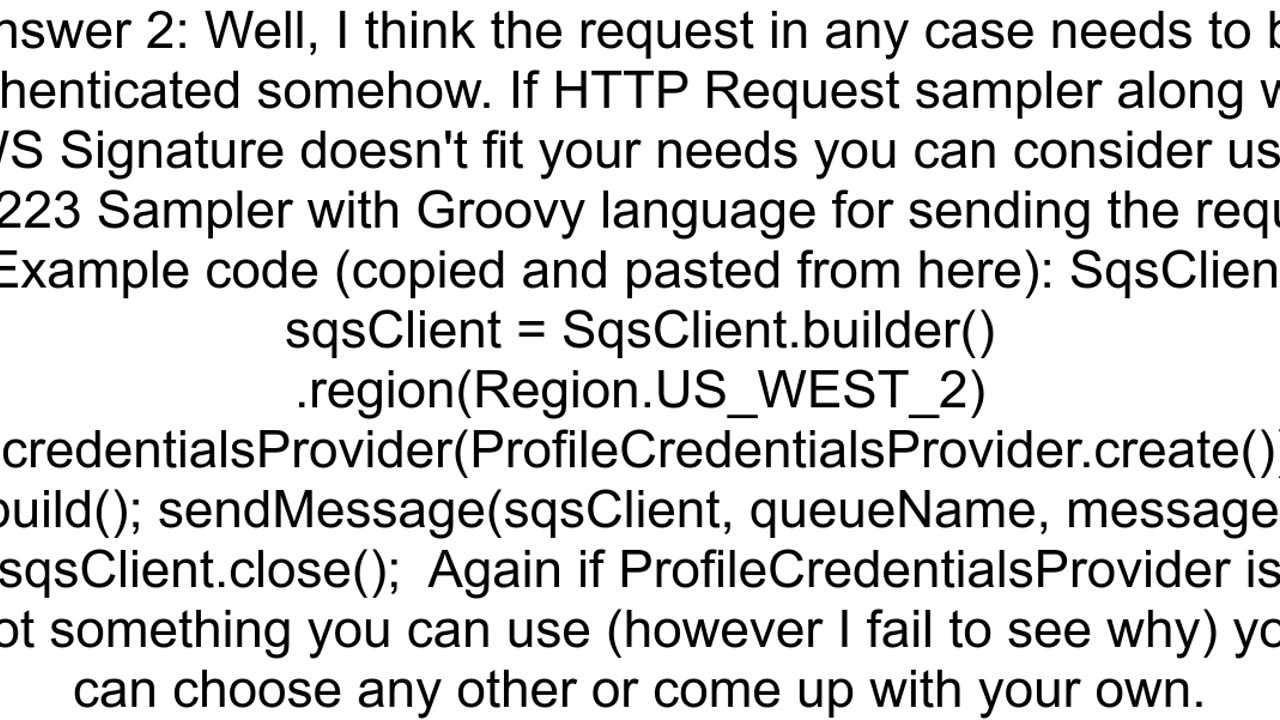 Need to push message in AWS SQS using JMETER or LoadRunner role based authentication