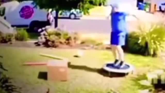 Man hilariously fall into the box he just brought