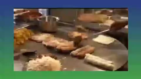 Street food man making meat pie minced meat mix with egg and spices then fold and freid
