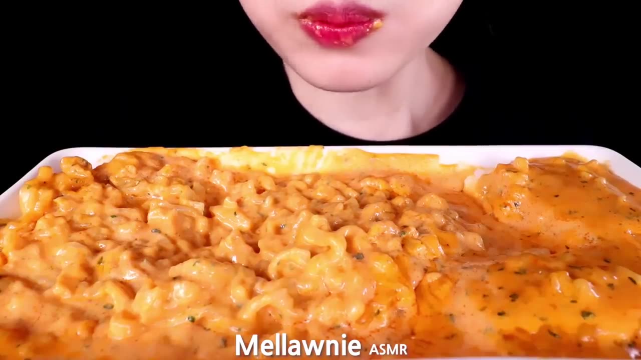 ASMR CHEESY CARBO FIRE NOODLE, KIRI MOCHI EATING SOUNDS MUKBANG