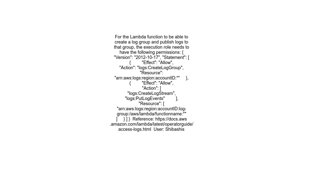 Can&#39;t get AWS Lambda function to log (text output) to CloudWatch