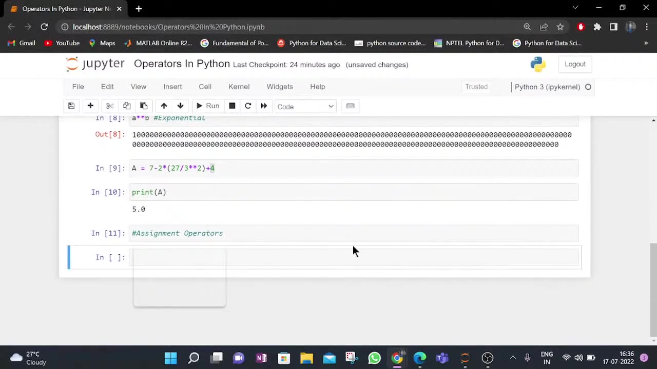 Operators in Python - Lec 4