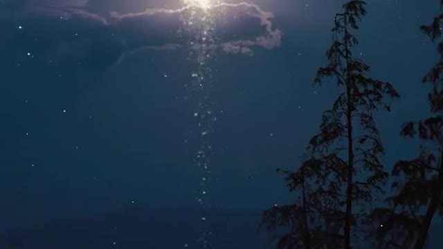 Moonlight pours into the deep sea