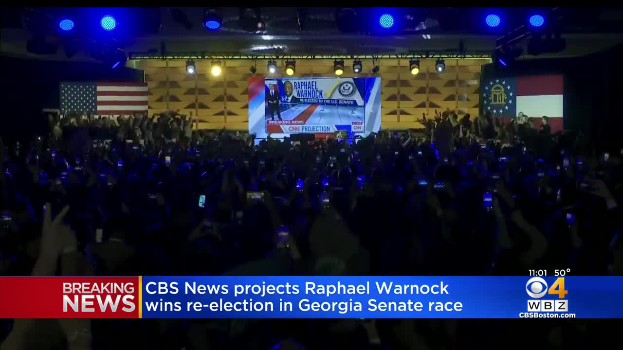 CBS News projects Raphael Warnock wins re-election in Georgia Senate race