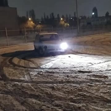 Russian cars drift on snow
