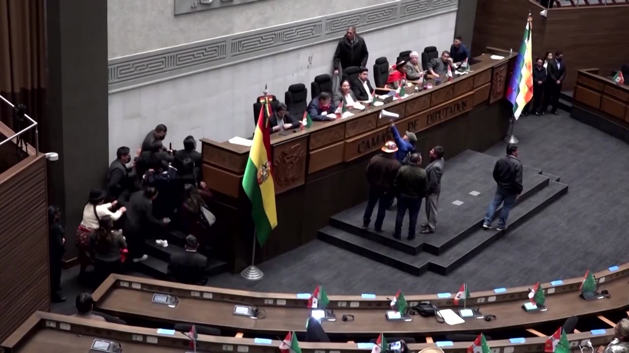 Bolivian ruling party lawmakers scuffle among themselves