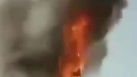 Burning 5G cell phone antenna tower
