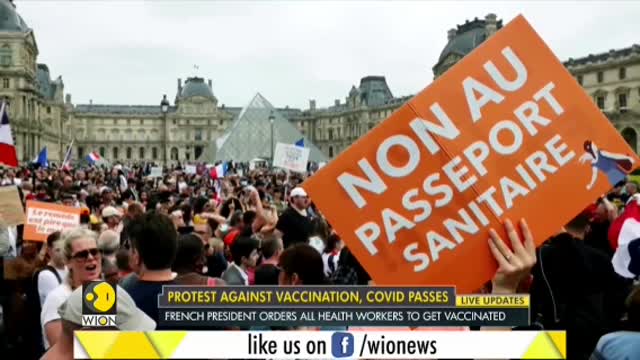 Thousands protest COVID-19 Health Pass in France.