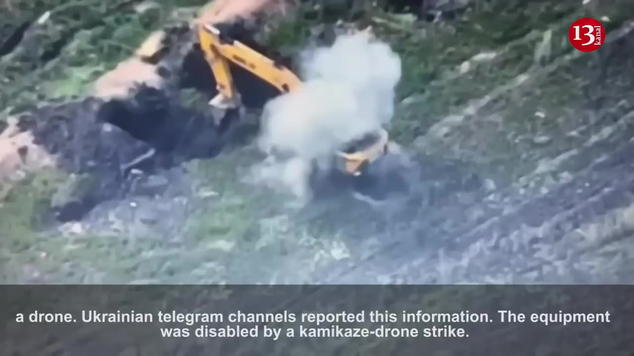 Drone attacked to Russians, who built defense facilities on their territory and their equipment