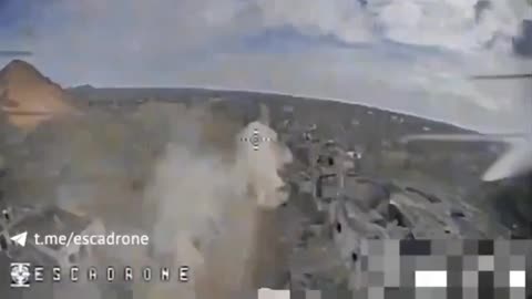 A Ukrainian FPV drone pursues Russian equipment near Avdeevka.