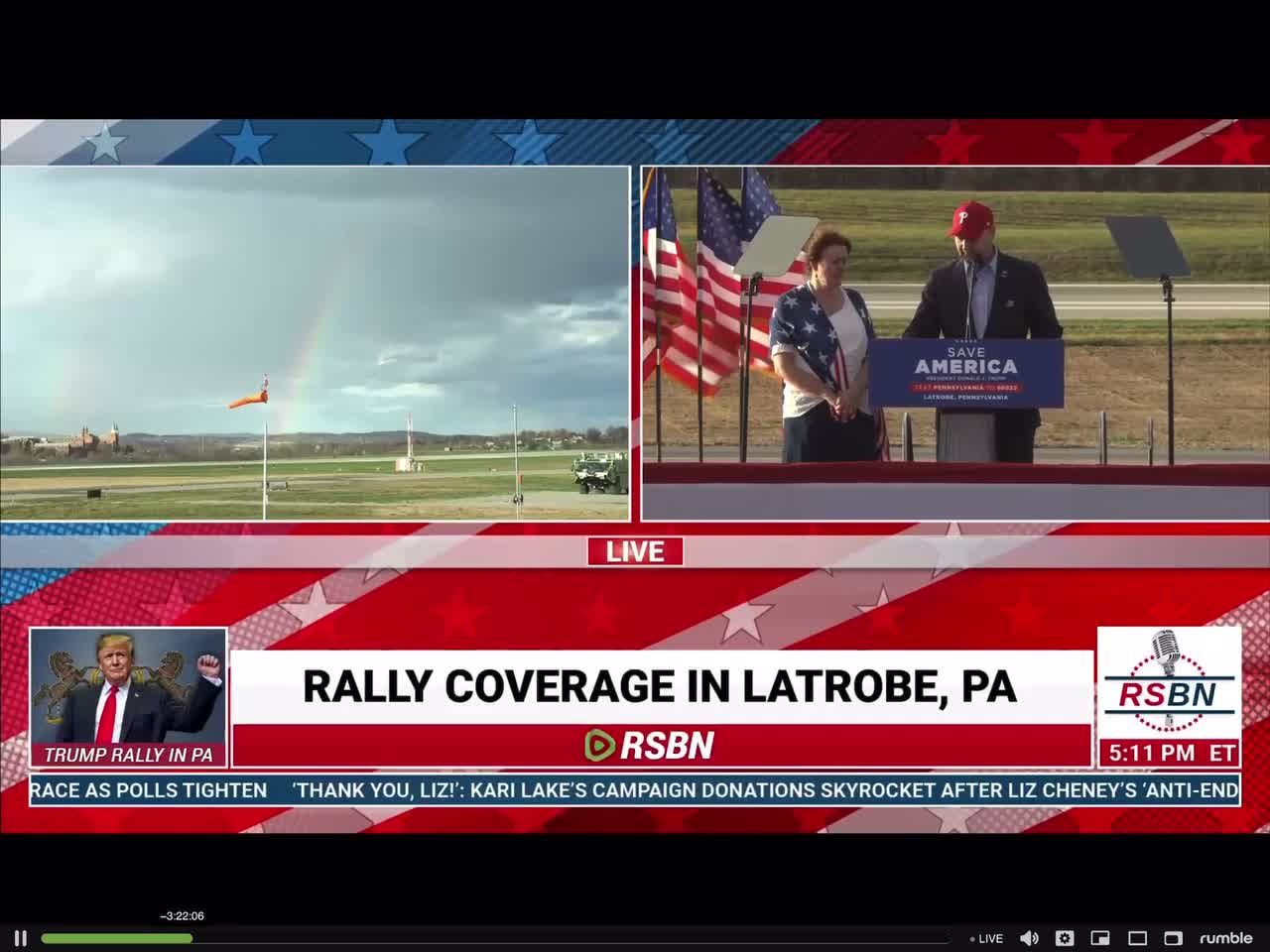 11/5/22 PA Donald Trump Save America rally Doug Mastriano Rainbows are a blessing from God