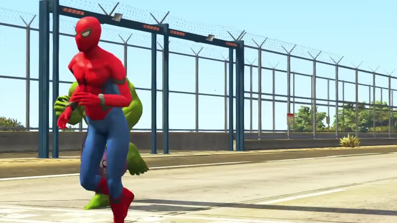 GTA V-Superhero Vs Venom Running Race, Who Will Win