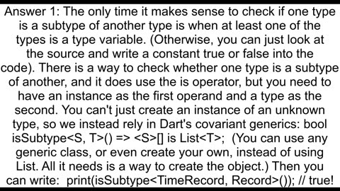 How to check if a type is a subtype of another in dart