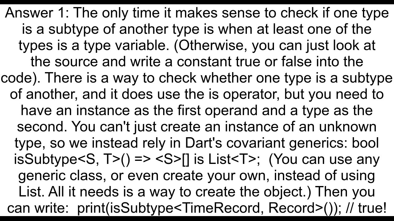 How to check if a type is a subtype of another in dart