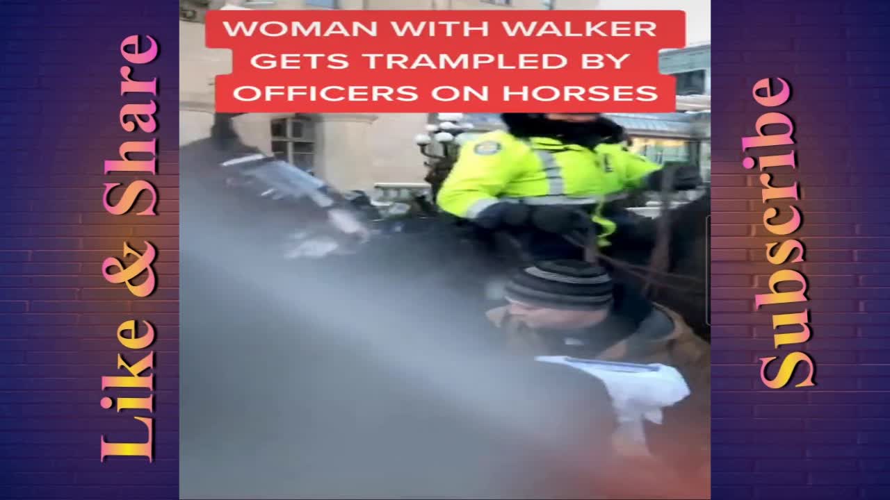 Woman with Trampler gets Stamped by Canadian Police Officers on Horses