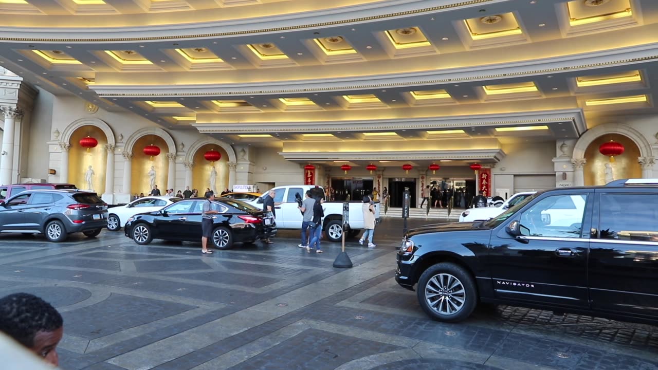 Activity at the entrance to Caesars Palace in Las Vegas.