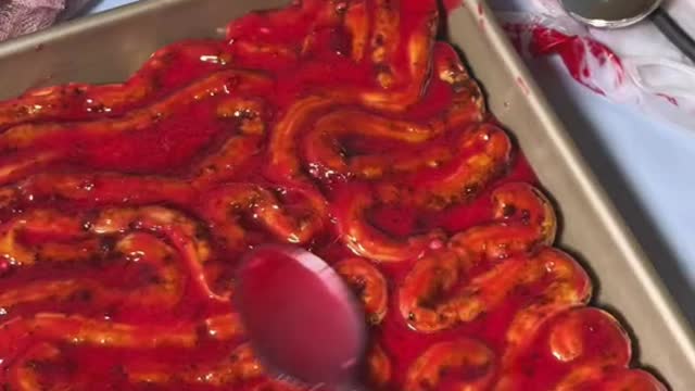 Bloody intestine cinnamon rolls! Perfect for a Halloween party