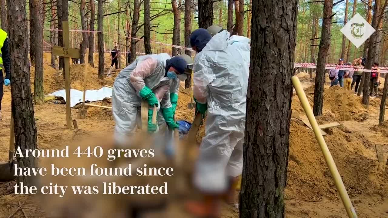Ukraine: Children among bodies exhumed at mass burial site in city of Izyum
