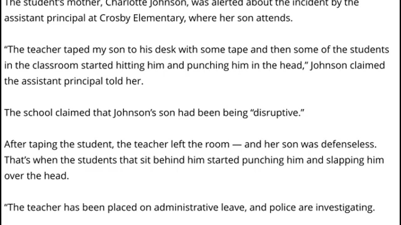 Texas Teacher Allegedly Taped 10-Year-Old To Chair Whilst ‘Punched And Kicked’ By Other Students