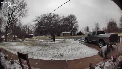 Man Slips on Ice and Lands Flat on His Back