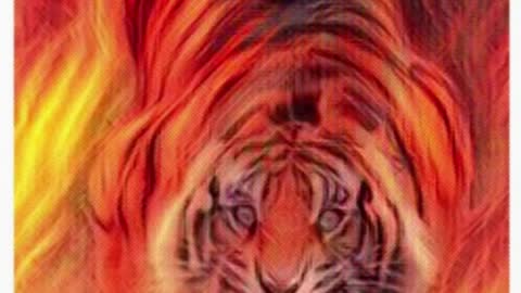 Tiger On Fire Looking Up Design