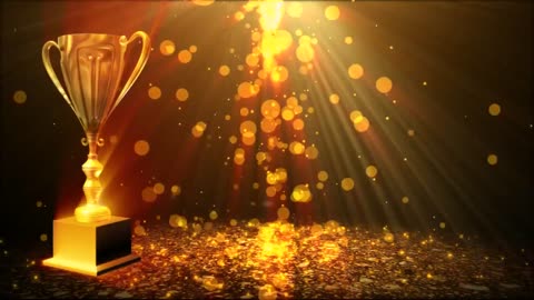 Gold trophy Shinning Particles [Free Stock Video Footage Clips]