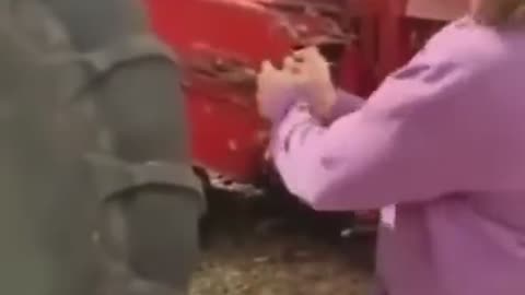 Environmental protester tries to punish farmers....does not go well
