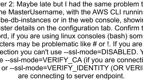 RDS Mysql ERROR 1045 28000 Access denied for user IP using password YES