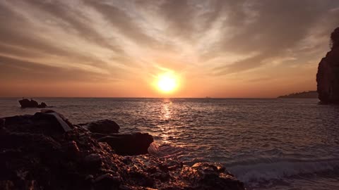 Beautiful Sunset on Beach Horizon