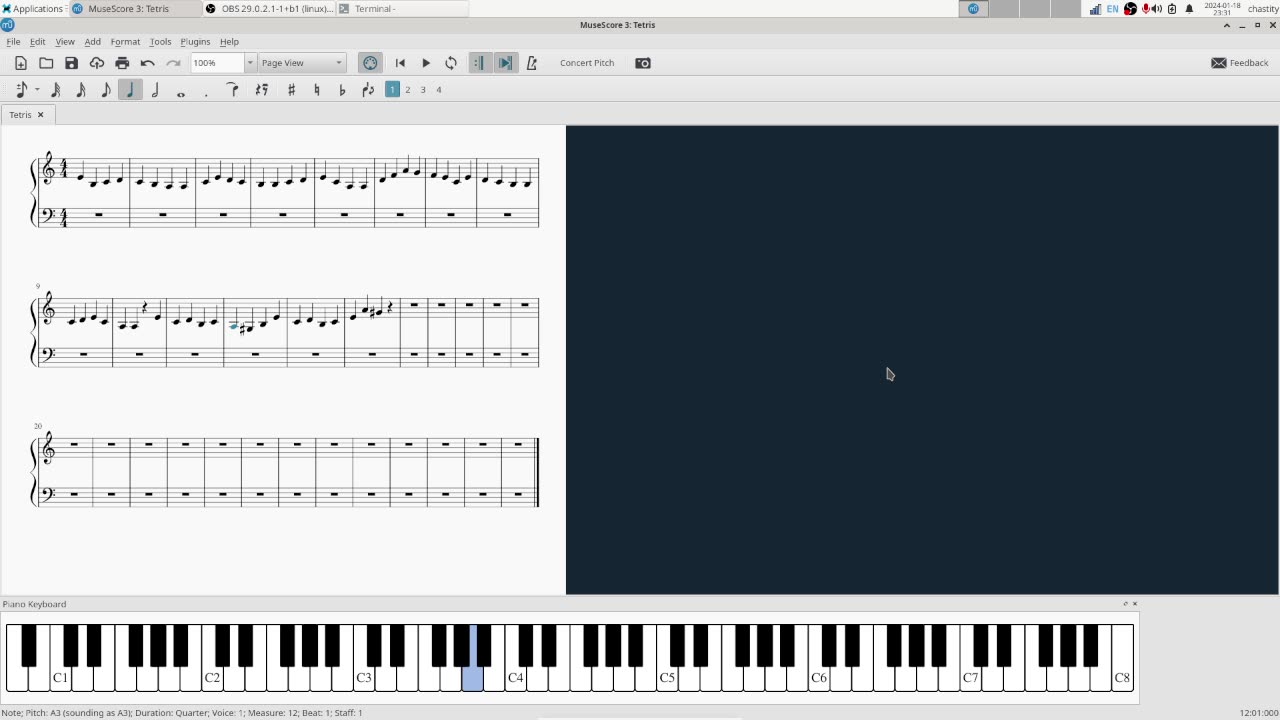 Tetris Theme in MuseScore