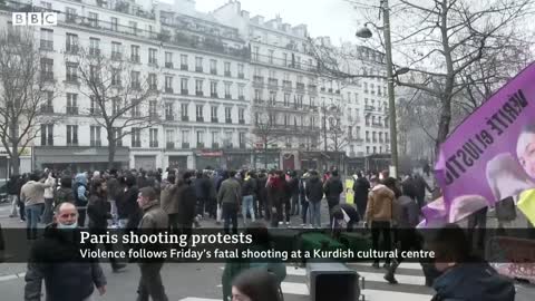 Protests in Paris after three killed in shooting – BBC News