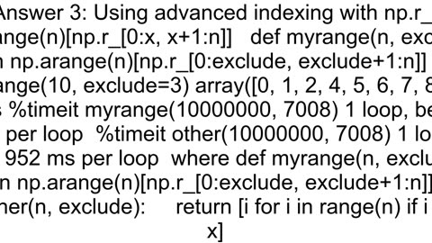 how to exclude x from rangen using numpy