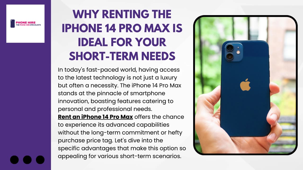 Why Renting the iPhone 14 Pro Max is Ideal for Your Short-Term Needs