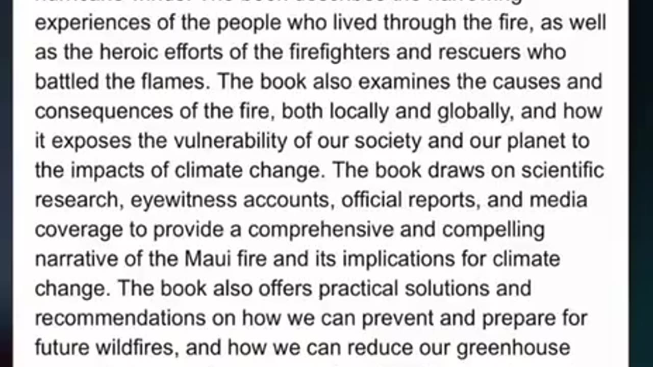 『炎と怒り : マウイ火災の物語と気候変動への影響』は、ハワイの歴史の中で最も壊滅的な山火事の一つについて、 そしてそれが世界的な気候危機に対処する緊急の必要性を...