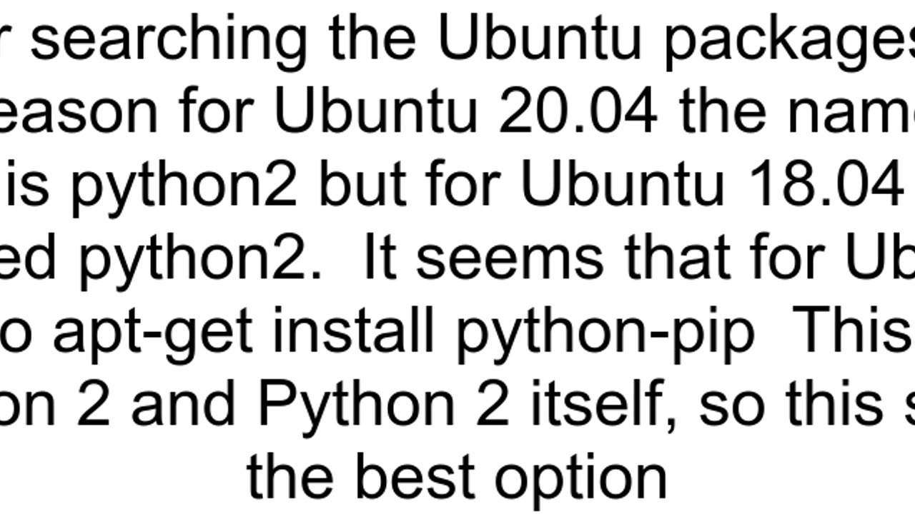 Ubuntu 1804 quotsudo aptget install python2quot results in quotE Unable to locate package python2qu
