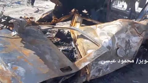 Remains of an ambulance which was headed to save Palestinian girl Hind