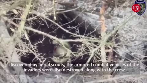 Russians scattered around destroyed equipment - some of the wounded are moving