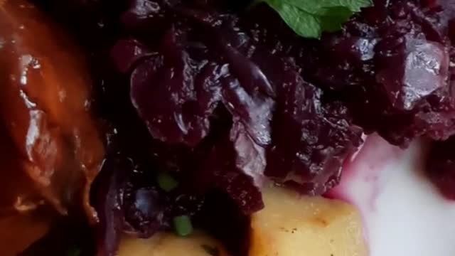 Traditional German Dish | Pork Tenderloin, Red Cabbage and Fried Potatoes | Simply LV