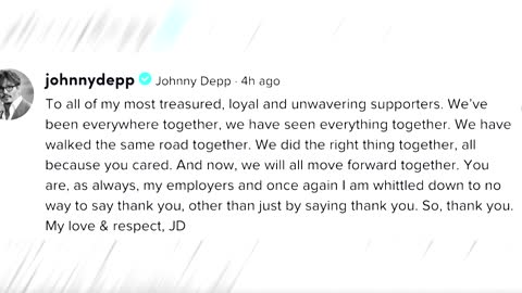 Johnny Depp thanks supporters with TikTok montage