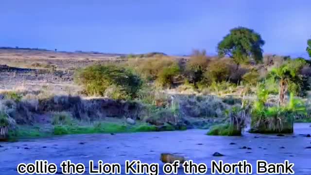 The lion walks in a regal manner. It looks domineering to hunt in the river